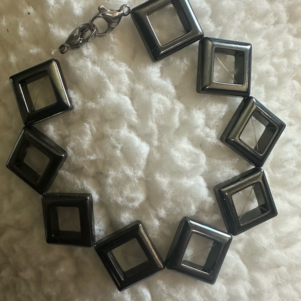 Elegant Black Square Link Bracelet